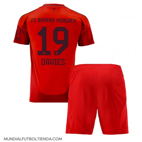 Camiseta Bayern Munich Alphonso Davies #19 Primera Equipación Replica 2024-25 para niños mangas cortas (+ Pantalones cortos)